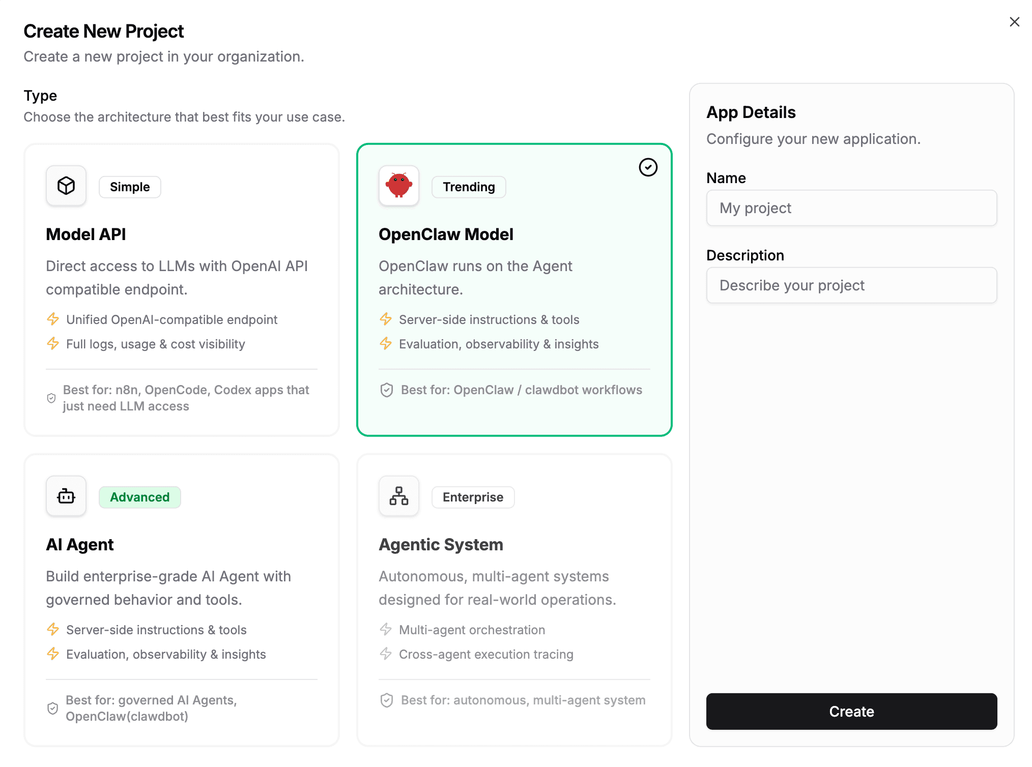 Create New Project on Vivgrid